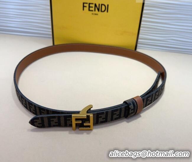 Discount Fendi FF Canvas and Calfskin Belt 2cm FE102201 Brown/Aged Gold 2024
