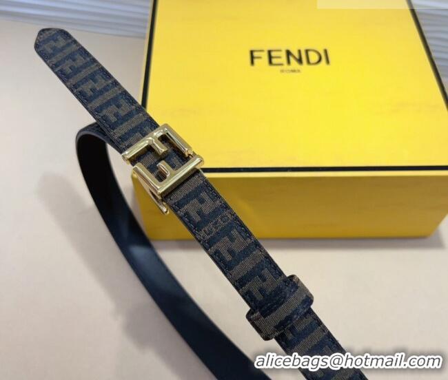 Good Quality Fendi FF Canvas and Calfskin Belt 2cm FE102201 Black/Shiny Gold 2024