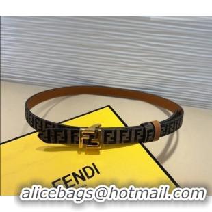 Promotional Fendi FF Canvas and Calfskin Belt 2cm FE102201 Brown/Shiny Gold 2024
