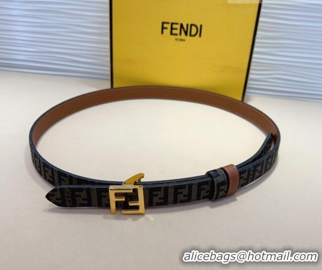 Promotional Fendi FF Canvas and Calfskin Belt 2cm FE102201 Brown/Shiny Gold 2024