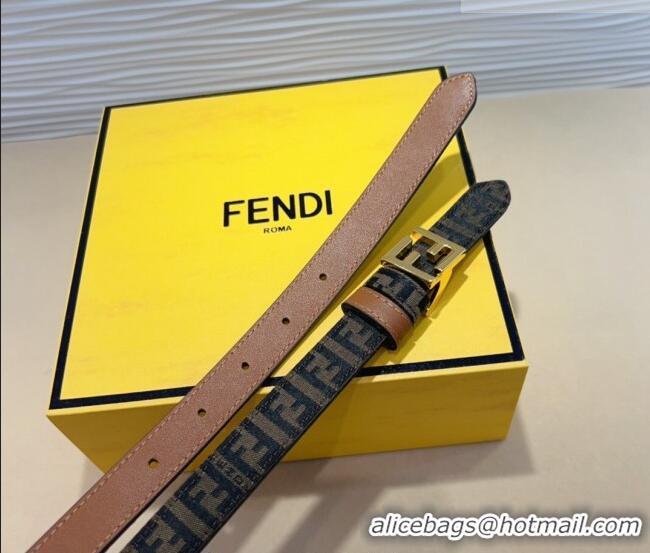 Promotional Fendi FF Canvas and Calfskin Belt 2cm FE102201 Brown/Shiny Gold 2024