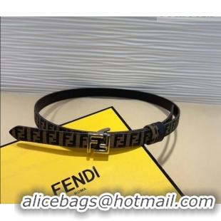 Best Quality Fendi FF Canvas and Calfskin Belt 2cm FE102201 Black/Silver 2024