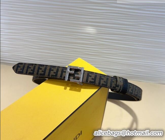 Best Quality Fendi FF Canvas and Calfskin Belt 2cm FE102201 Black/Silver 2024