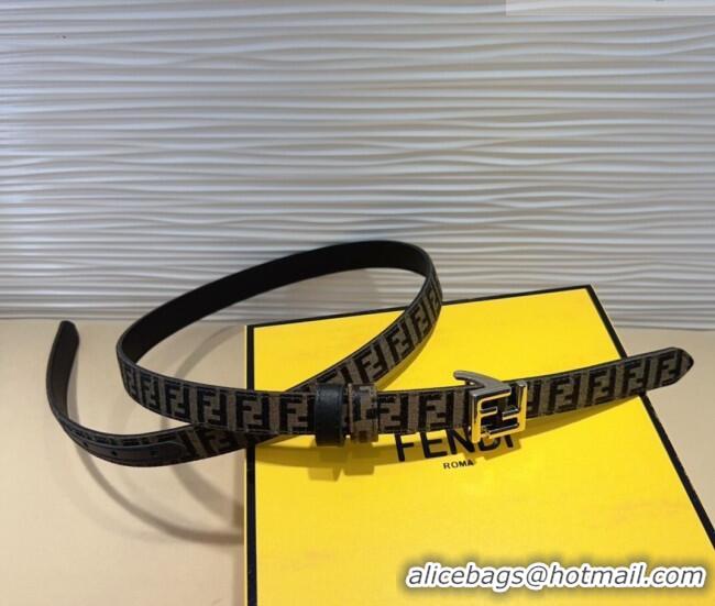 Best Quality Fendi FF Canvas and Calfskin Belt 2cm FE102201 Black/Silver 2024