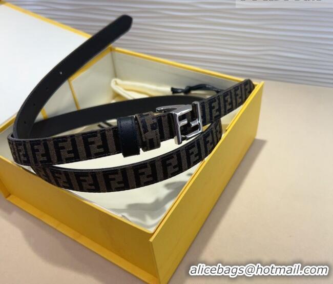Best Quality Fendi FF Canvas and Calfskin Belt 2cm FE102201 Black/Silver 2024
