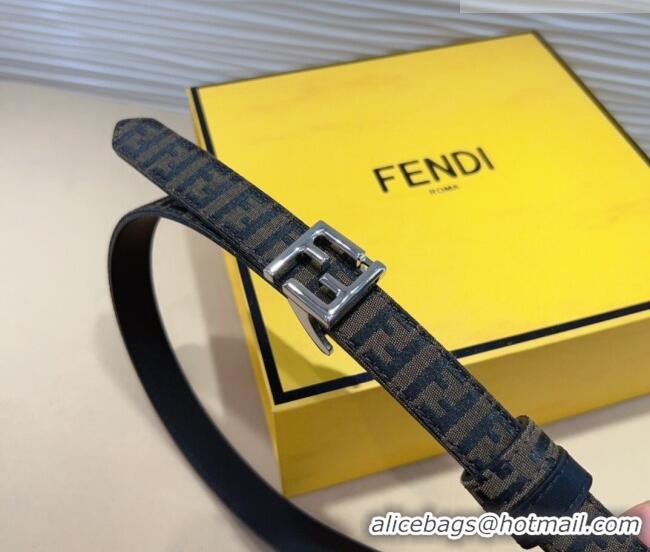 Best Quality Fendi FF Canvas and Calfskin Belt 2cm FE102201 Black/Silver 2024