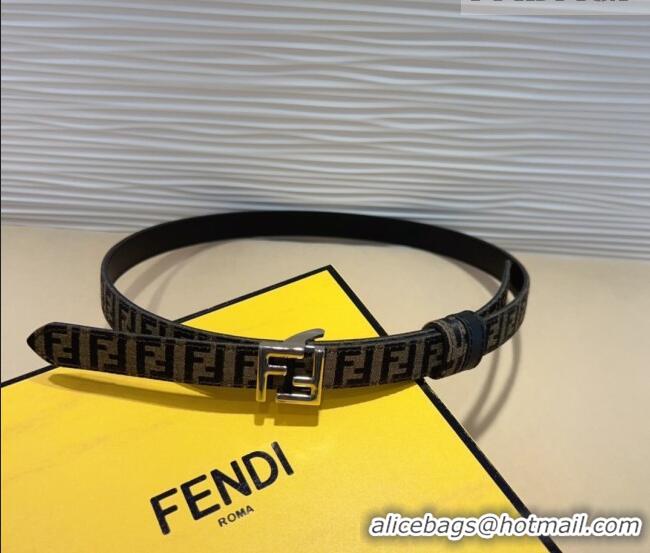 Best Quality Fendi FF Canvas and Calfskin Belt 2cm FE102201 Black/Silver 2024