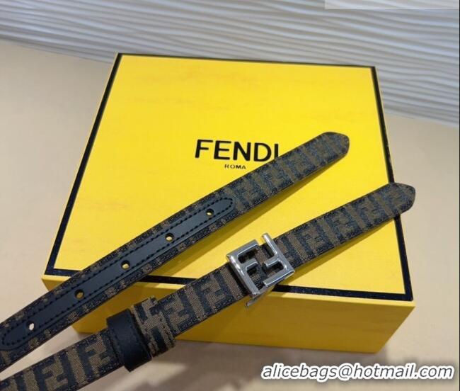 Best Quality Fendi FF Canvas and Calfskin Belt 2cm FE102201 Black/Silver 2024