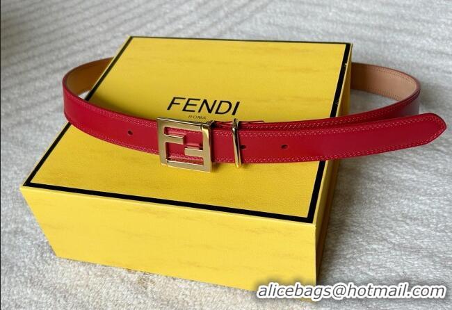 Hot Sell Cheap Fendi Women's Calfskin Belt 2.5cm with FF Buckle 0315 Red 2025