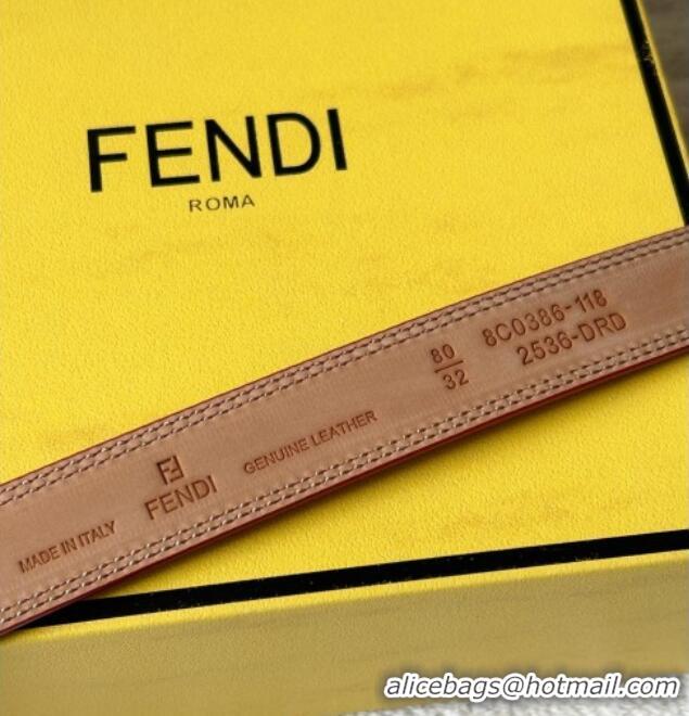 Hot Sell Cheap Fendi Women's Calfskin Belt 2.5cm with FF Buckle 0315 Red 2025