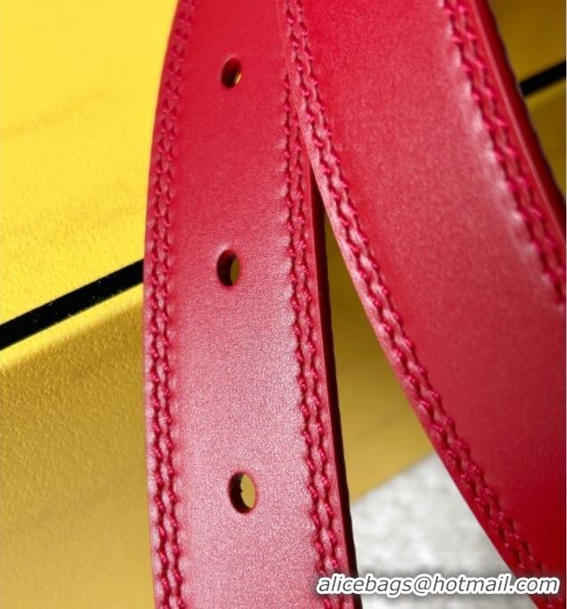 Hot Sell Cheap Fendi Women's Calfskin Belt 2.5cm with FF Buckle 0315 Red 2025