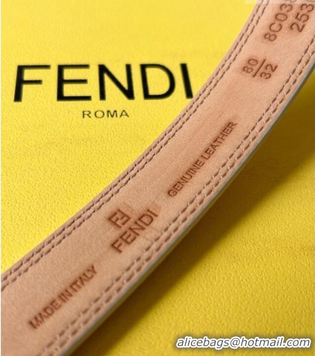 Famous Brand Fendi Women's Calfskin Belt 2.5cm with FF Buckle 0315 White 2025