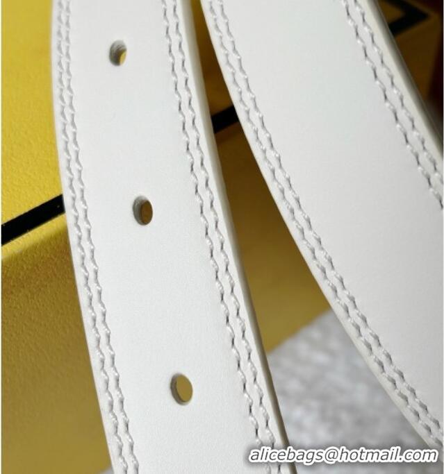 Famous Brand Fendi Women's Calfskin Belt 2.5cm with FF Buckle 0315 White 2025