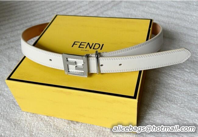 Famous Brand Fendi Women's Calfskin Belt 2.5cm with FF Buckle 0315 White 2025