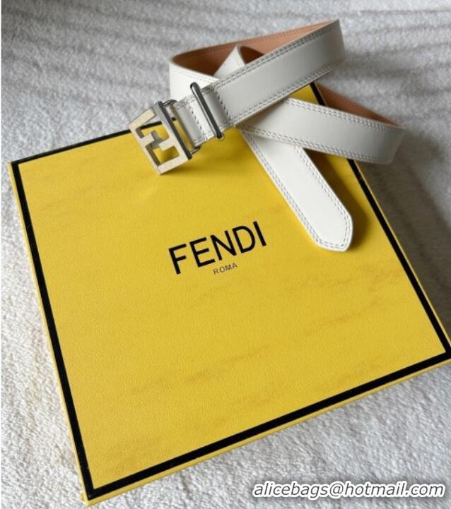 Famous Brand Fendi Women's Calfskin Belt 2.5cm with FF Buckle 0315 White 2025