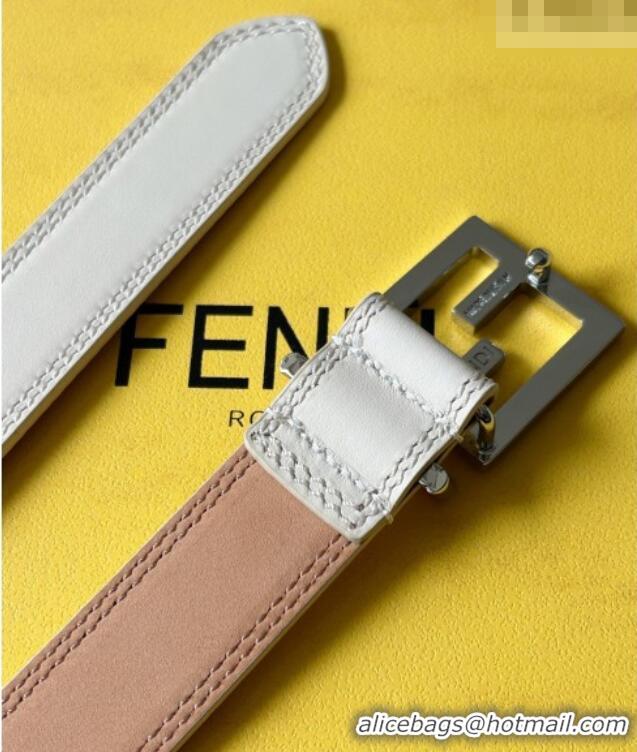 Famous Brand Fendi Women's Calfskin Belt 2.5cm with FF Buckle 0315 White 2025