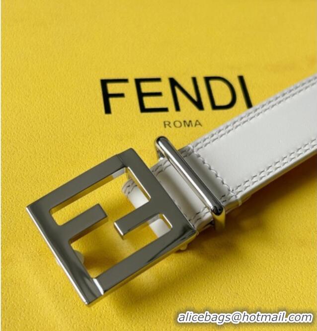 Famous Brand Fendi Women's Calfskin Belt 2.5cm with FF Buckle 0315 White 2025