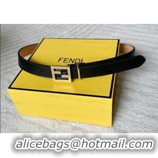 Luxury Cheap Fendi Women's Calfskin Belt 2.5cm with FF Buckle 0315 Black 2025