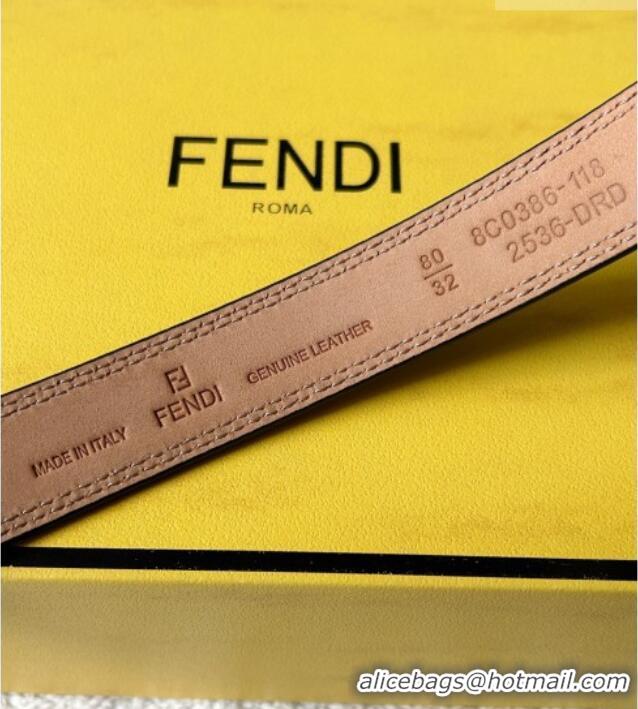 Luxury Cheap Fendi Women's Calfskin Belt 2.5cm with FF Buckle 0315 Black 2025