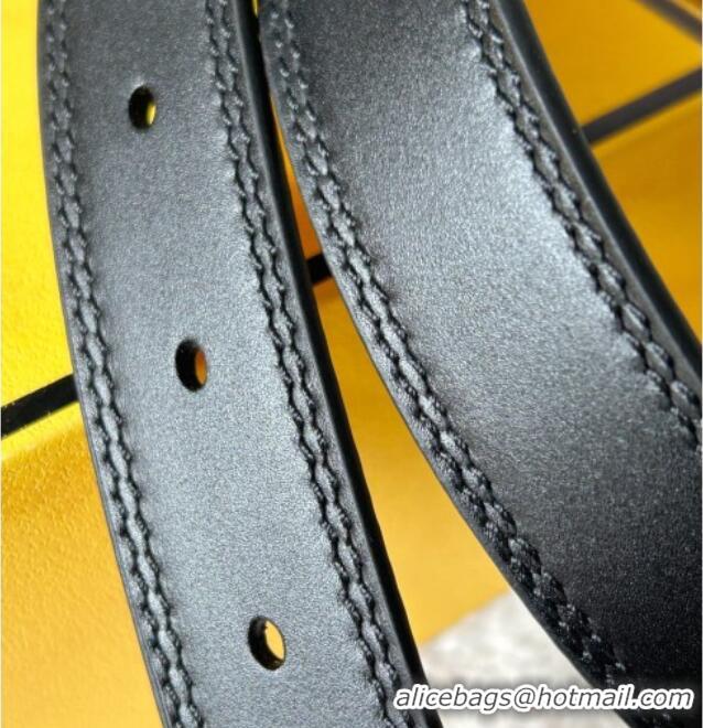 Luxury Cheap Fendi Women's Calfskin Belt 2.5cm with FF Buckle 0315 Black 2025