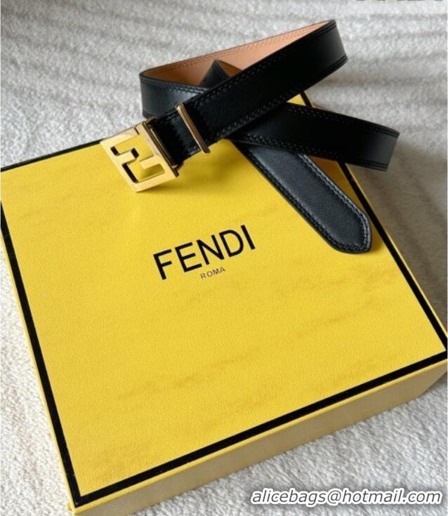 Luxury Cheap Fendi Women's Calfskin Belt 2.5cm with FF Buckle 0315 Black 2025