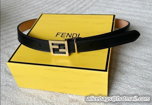 Luxury Cheap Fendi Women's Calfskin Belt 2.5cm with FF Buckle 0315 Black 2025
