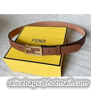 Good Product Fendi Women's Calfskin Belt 3cm with FF Buckle 0315 Dark Brown 2025