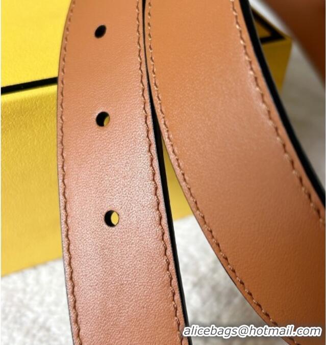 Good Product Fendi Women's Calfskin Belt 3cm with FF Buckle 0315 Dark Brown 2025