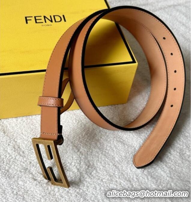 Good Product Fendi Women's Calfskin Belt 3cm with FF Buckle 0315 Dark Brown 2025