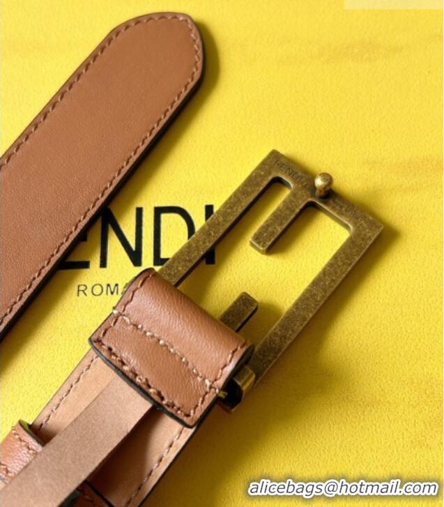 Good Product Fendi Women's Calfskin Belt 3cm with FF Buckle 0315 Dark Brown 2025