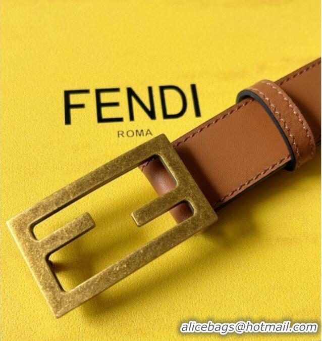 Good Product Fendi Women's Calfskin Belt 3cm with FF Buckle 0315 Dark Brown 2025