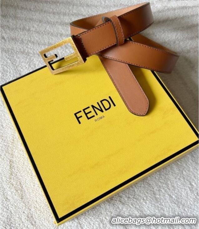 Good Product Fendi Women's Calfskin Belt 3cm with FF Buckle 0315 Dark Brown 2025