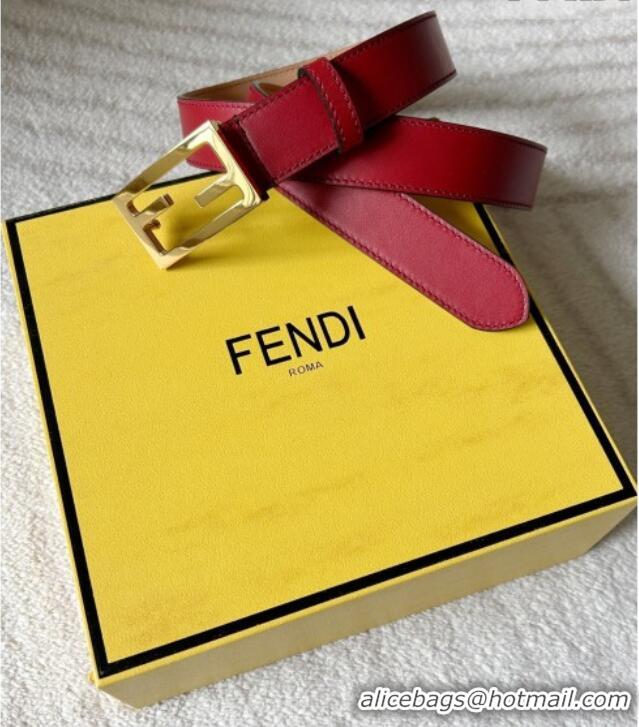 Top Quality Fendi Women's Calfskin Belt 3cm with FF Buckle 0315 Brown/Aged Gold 2025
