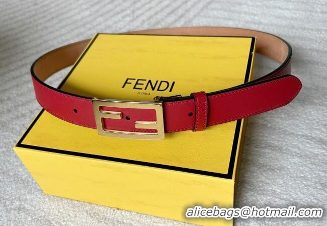 Top Quality Fendi Women's Calfskin Belt 3cm with FF Buckle 0315 Brown/Aged Gold 2025