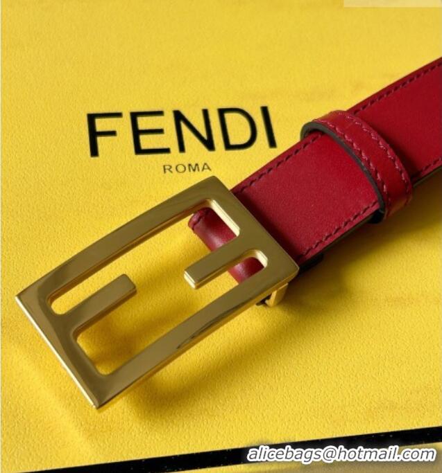 Top Quality Fendi Women's Calfskin Belt 3cm with FF Buckle 0315 Brown/Aged Gold 2025
