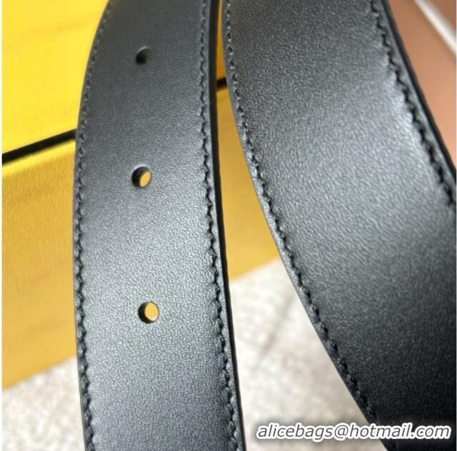 Well Crafted Fendi Women's Calfskin Belt 3cm with FF Buckle 0315 Black/Aged Gold 2025