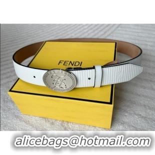 Traditional Specials Fendi Men's Striped Calfskin Belt 3.4cm 0315 White 2025