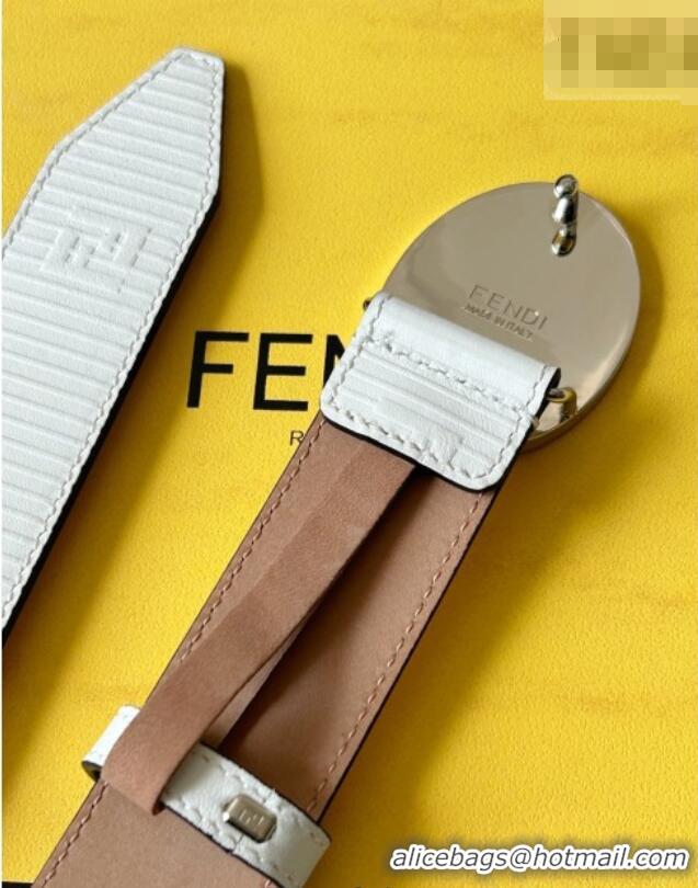 Traditional Specials Fendi Men's Striped Calfskin Belt 3.4cm 0315 White 2025