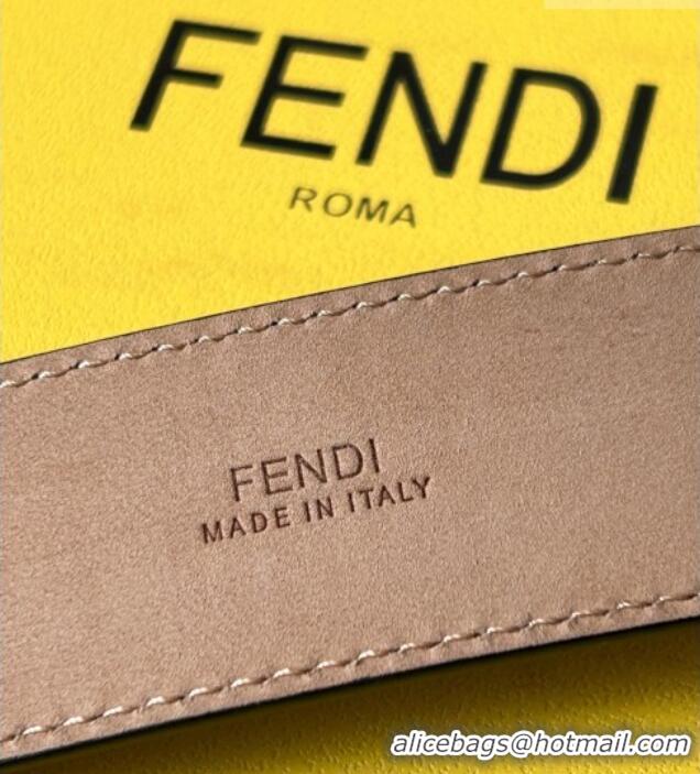 Traditional Specials Fendi Men's Striped Calfskin Belt 3.4cm 0315 White 2025