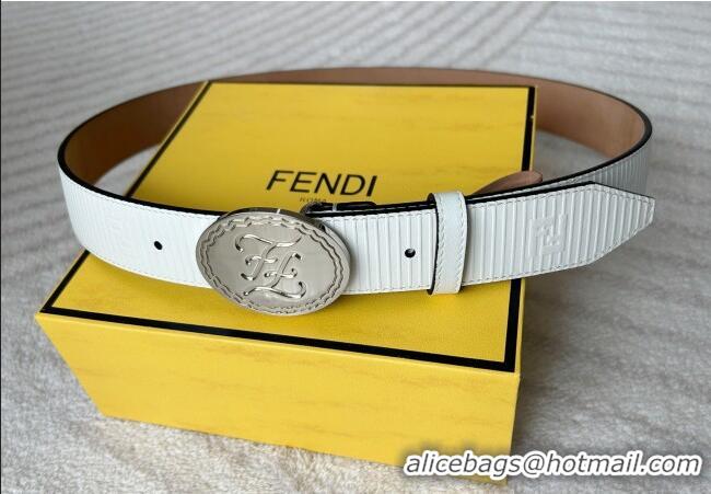 Traditional Specials Fendi Men's Striped Calfskin Belt 3.4cm 0315 White 2025