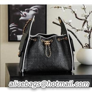 Pretty Style Chanel 25 Small Hobo Handbag in Black Braided Raffia AS5293 2026