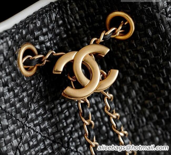 Pretty Style Chanel 25 Small Hobo Handbag in Black Braided Raffia AS5293 2026