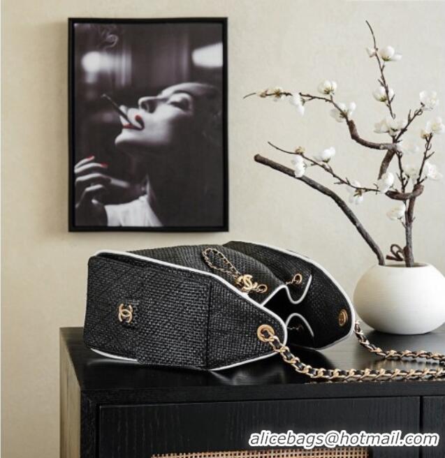Pretty Style Chanel 25 Small Hobo Handbag in Black Braided Raffia AS5293 2026