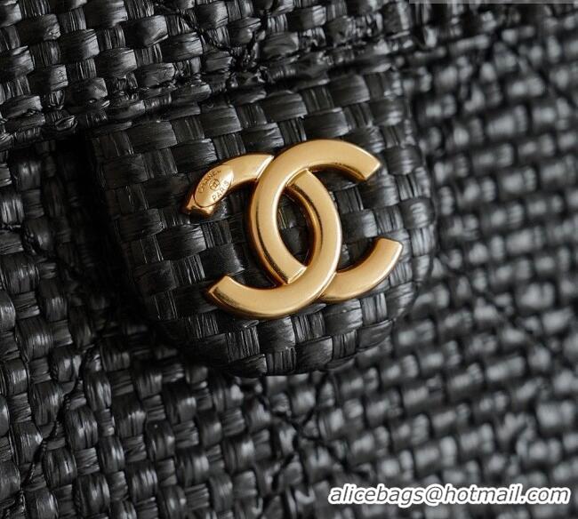 Pretty Style Chanel 25 Small Hobo Handbag in Black Braided Raffia AS5293 2026