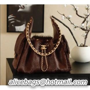 Reasonable Price Chanel 25 Small Hobo Handbag in Horsehair AS5293 Chocolate Brown 2026