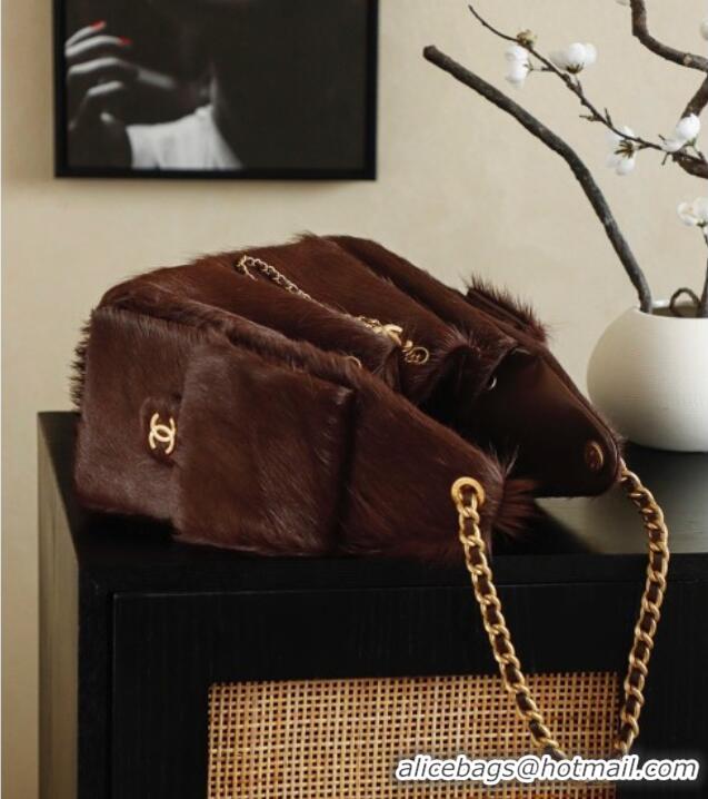 Reasonable Price Chanel 25 Small Hobo Handbag in Horsehair AS5293 Chocolate Brown 2026