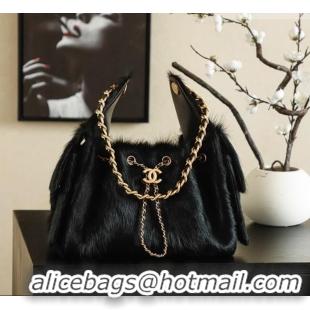 Unique Discount Chanel 25 Small Hobo Handbag in Horsehair AS5293 Black 2026