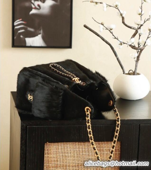 Unique Discount Chanel 25 Small Hobo Handbag in Horsehair AS5293 Black 2026