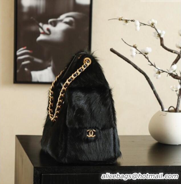 Unique Discount Chanel 25 Small Hobo Handbag in Horsehair AS5293 Black 2026