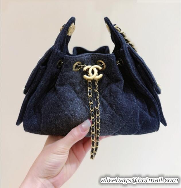 Good Product Chanel 25 Mini Handbag in Deep Blue Washed Denim AS5631 2026 Top Quality